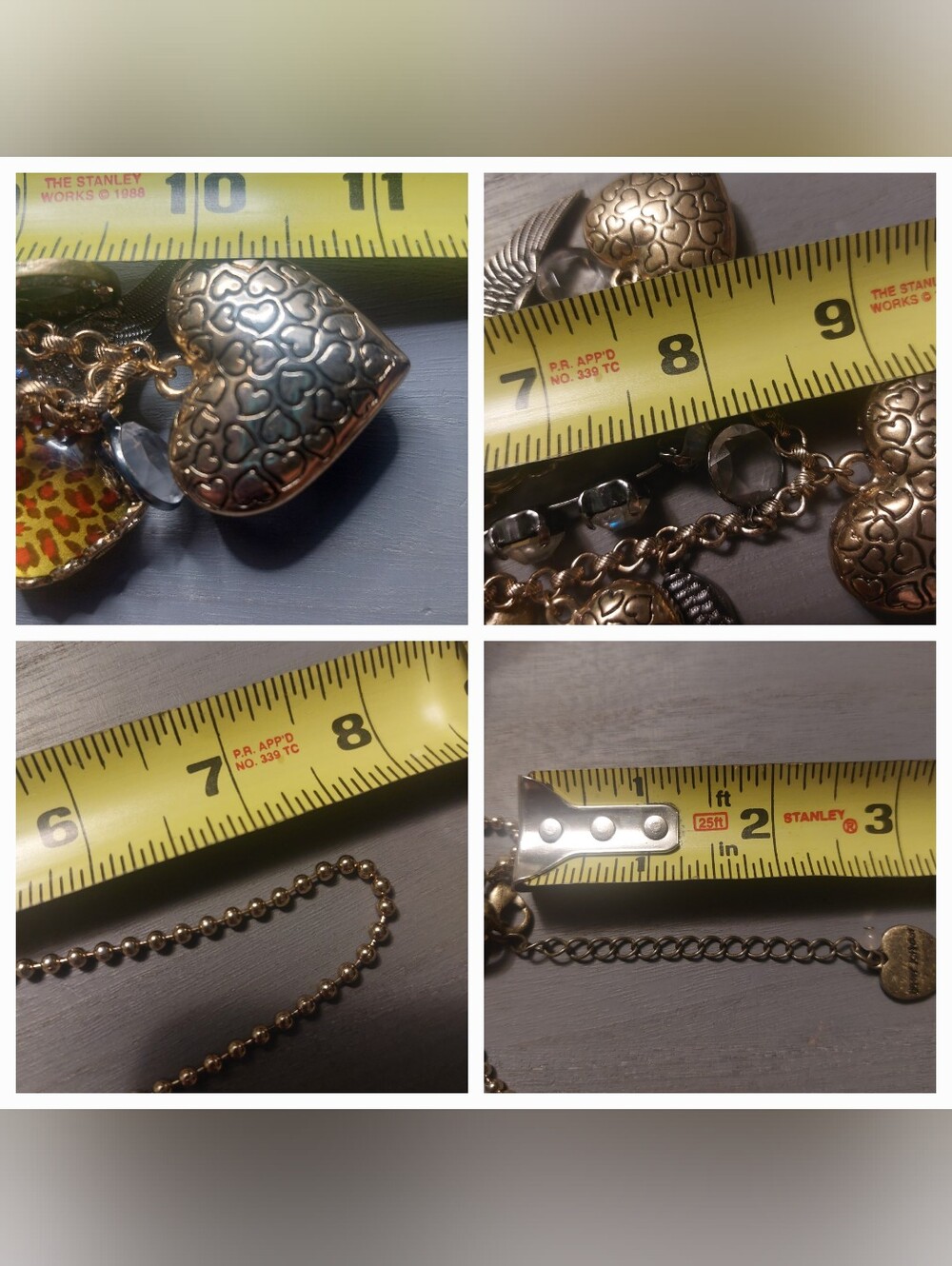 Betsey Johnson Leopard Lucite Puffy Heart Charm 4 Tiered Statement Necklace - Picture 16 of 16